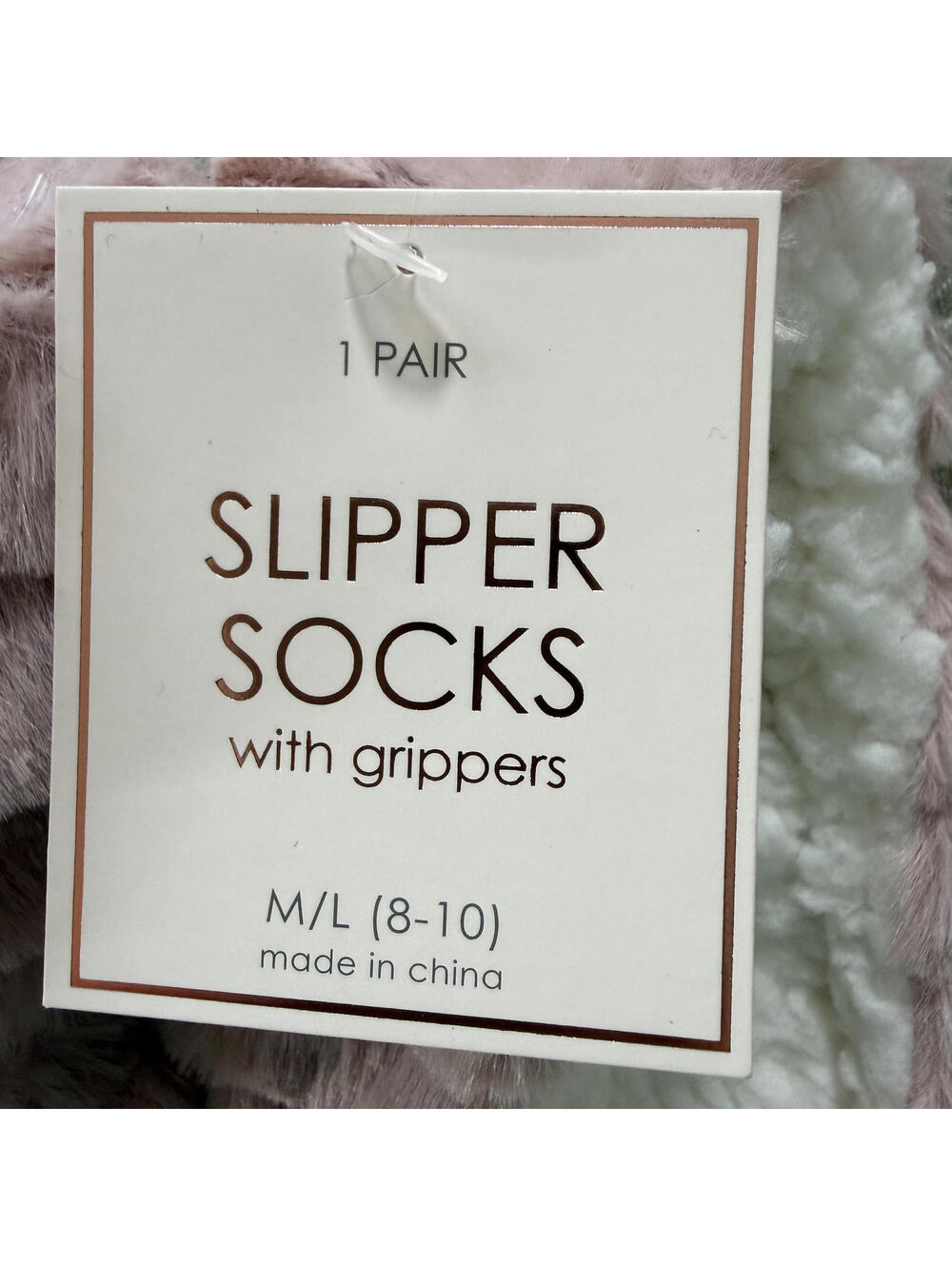 PINK Faux Fur Slipper Socks with grippy bottoms NWT Womens SZ M/L Cottage Core - Picture 2 of 5